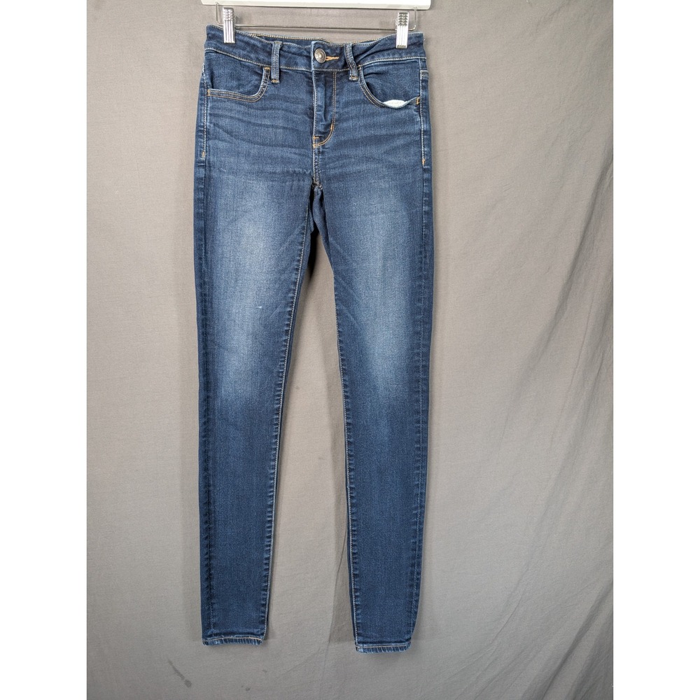 American Eagle Ne(x)t Level Stretch Skinny‎ Jeans Blue Denim Size 2 X-Long 6931